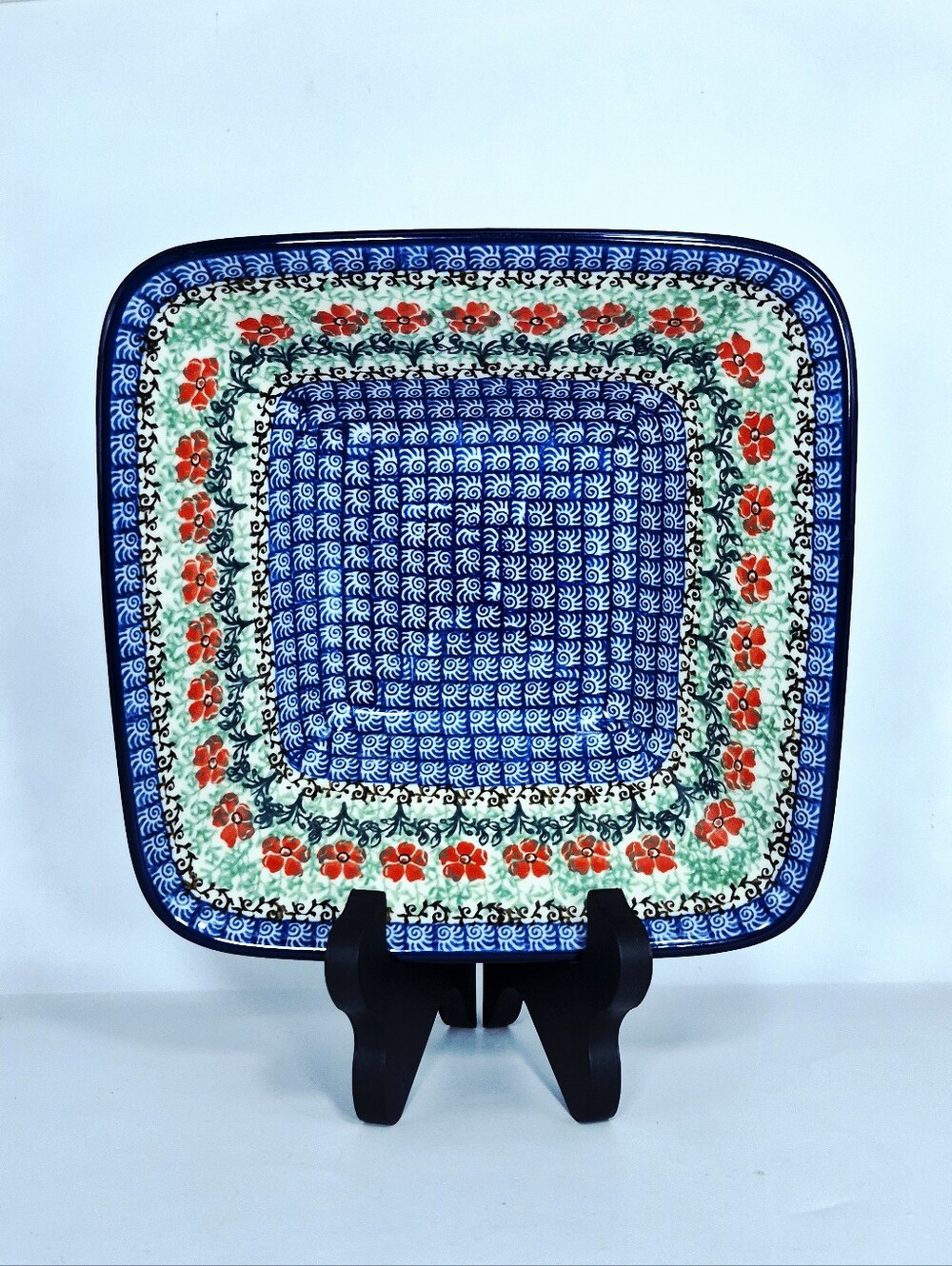 Polish Pottery 8" Square Baker Bowl Maraschino NWT